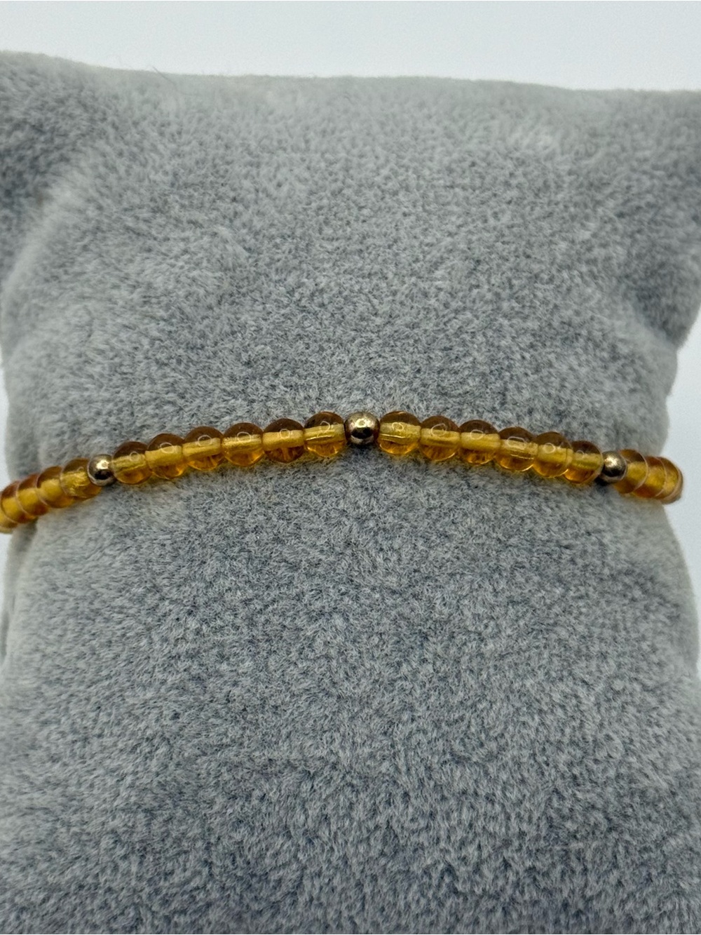 Amber Glass Bead Bracelet with Gold Accent - Women Jewelry